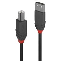LINDY 36674 Anthra Line USB Cable, USB 2.0 Type-A (M) to USB 2.0 Type-B (M), 3m, Black & Red, Supports Data Transfer Speeds up to 480Mbps, Robust PVC Housing, Nickel Connectors & Gold Plated Contacts, Retail Polybag Packaging - Image 2