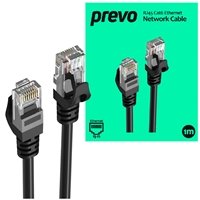 Prevo CAT6-BLK-1M Network Cable, RJ45 (M) to RJ45 (M), CAT6, 1m, Black, Oxygen Free Copper Core, Sturdy PVC Outer Sleeve & Clip Protector, Retail Box Packaging - Image 2