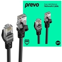 Prevo CAT6-BLK-5M Network Cable, RJ45 (M) to RJ45 (M), CAT6, 5m, Black, Oxygen Free Copper Core, Sturdy PVC Outer Sleeve & Clip Protector, Retail Box Packaging - Image 2