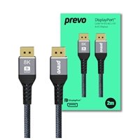 Prevo DP14-2M DisplayPort Cable, DisplayPort 1.4 (M) to DisplayPort 1.4 (M), 2m, Black & Grey, Supports Displays up to 8K@60Hz, Robust Braided Cable, Gold-Plated Connectors, Superior Design & Performance, Retail Box Packaging - Image 2