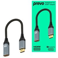 Prevo DPM-HDMIF-ADA Display Converter Adapter, DisplayPort (M) to HDMI (F), 0.2m, Black & Silver, DisplayPort 1.4 & HDMI 2.0, Supports up to 4K@60Hz, Braided Cable, Retail Box Packaging - Image 2