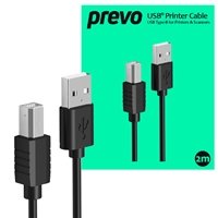 Prevo USBA-USBB-2M USB Printer Cable, USB 2.0 Type-A (M) to USB 2.0 Type-B (M), 2m, Black, 480Mbps Transmission Rate, Suitable for Printers & Scanners, Retail Box Packaging - Image 2