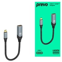 Prevo USBC-HDMI-ADA Display Converter Adapter, USB Type-C (M) to HDMI (F), 0.2m, Black & Silver, HDMI 2.0, Supports up to 4K@60Hz, Braided Cable, Retail Box Packaging - Image 2