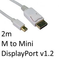 DisplayPort 1.2 (M) to Mini DisplayPort 1.2 (M) 2m White OEM Display Cable - Image 2