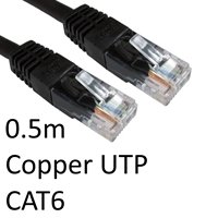 RJ45 (M) to RJ45 (M) CAT6 0.5m Black OEM Moulded Boot Copper UTP Network Cable - Image 2