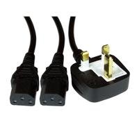 UK Mains to 2 x IEC Kettle 1.8m Black OEM Power Splitter Cable - Image 2