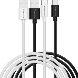 Verbatim Essentials Sync & Charge USB-A to C Cables (2 pack) Black & White,1m,18W QC, 480Mbps, Quick Charge 3.0 Support Up To 18W Charging
