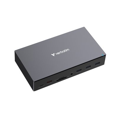 Verbatim (32172) USB-C PRO Docking Station 17 Port CDS-17, Supports Triple HDMI Outputs (up to 8K Resolution), Dual DisplayPorts, Gigabit Ethernet, SD/microSD Card Reader, Multi-Device USB 3.2 Data Transferring