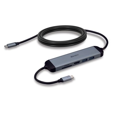 Lindy DST-Micro 140 Laptop Docking Station with USB-C, 1x 4K HDMI and Pass-Through Charging